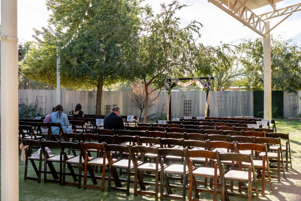 Outdoor wedding ceremony setup at Schnepf Farms in Queen Creek, Arizona